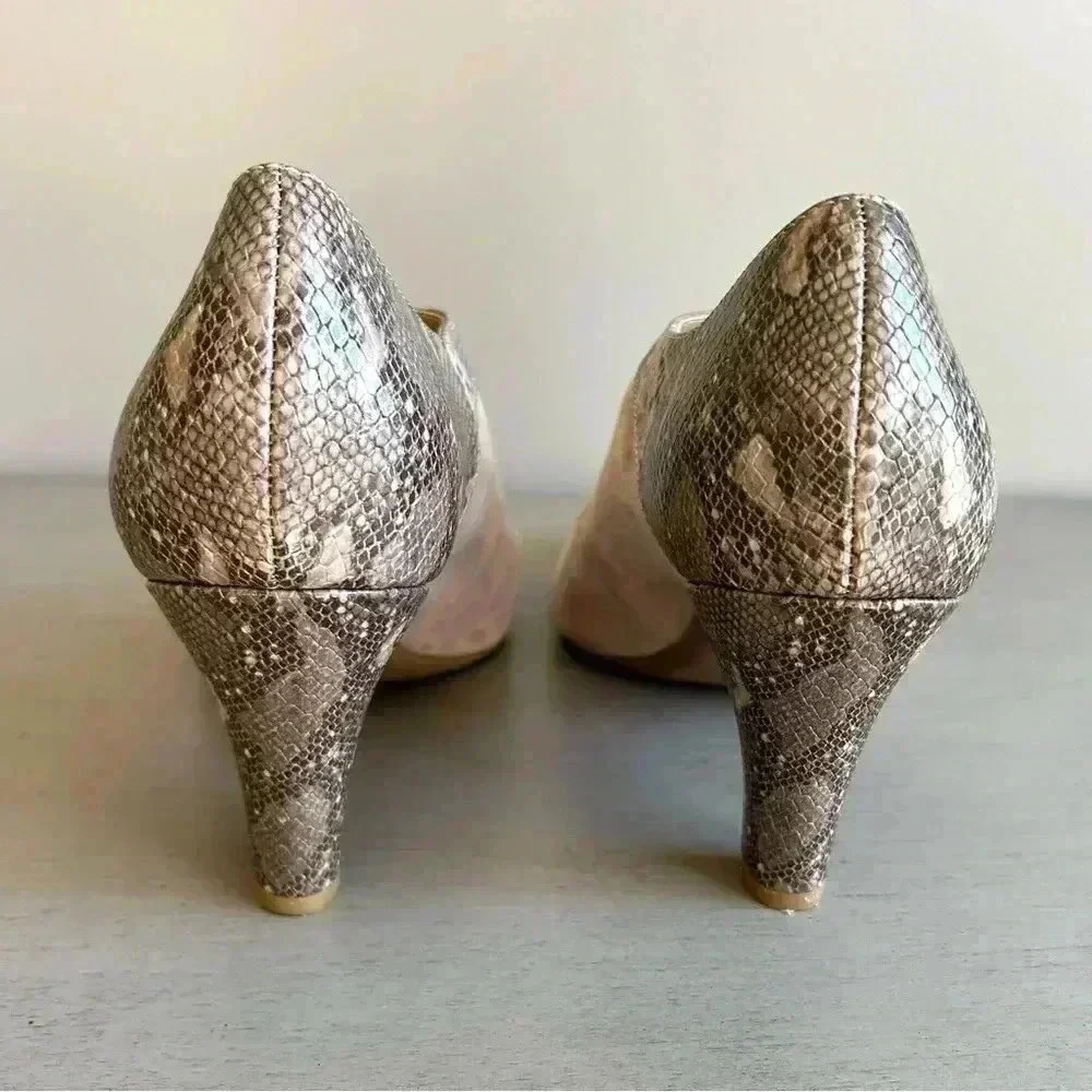 Giani Bernini Velmah Heels10 Tan Snake Print Memory Foam Neutral Dressy Pumps